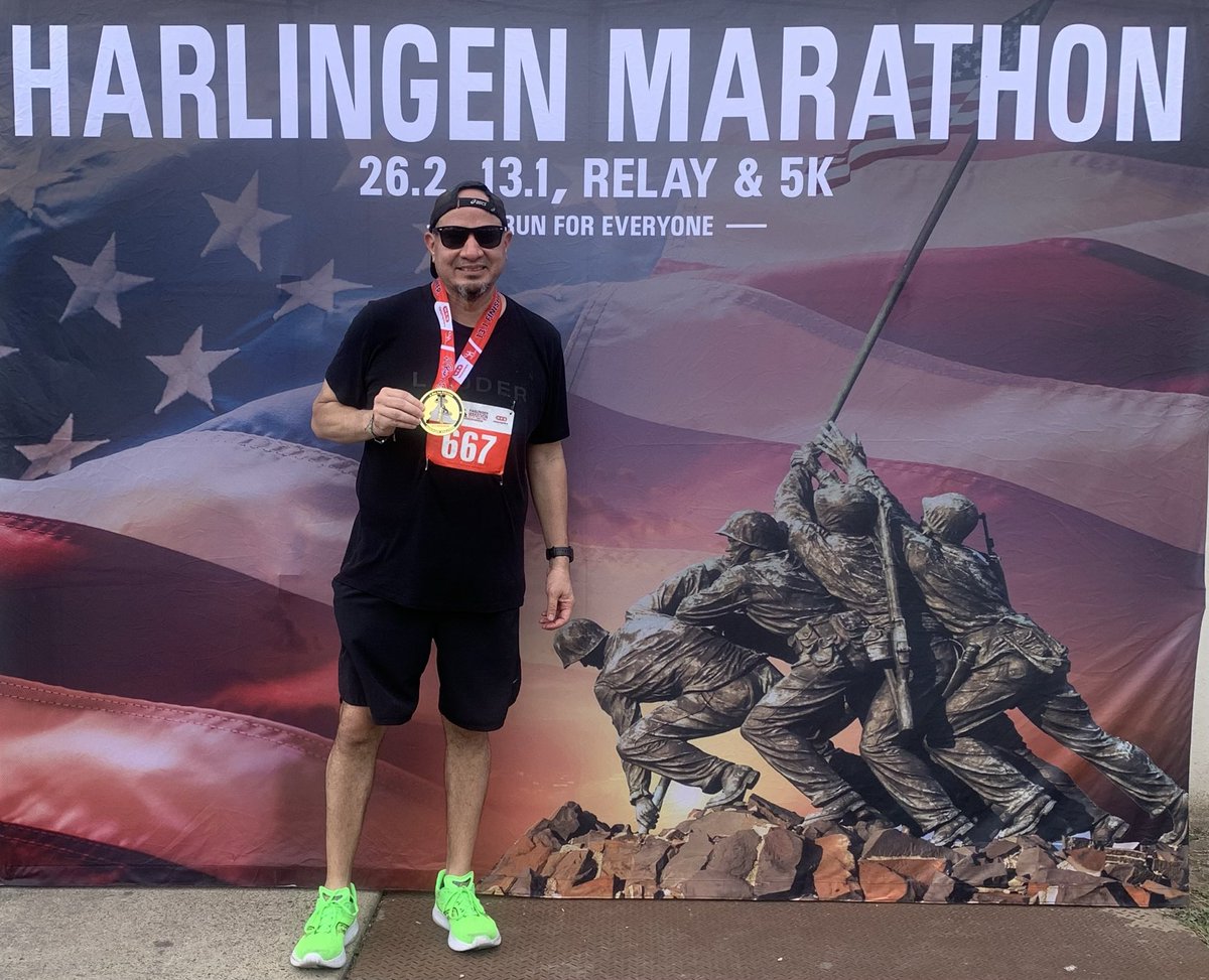 Broke the 2 hour barrier today at the Harlingen Half Marathon! Saw many of my players, managers, and students supporting along the way 🫶! #harlingenmarathon2025