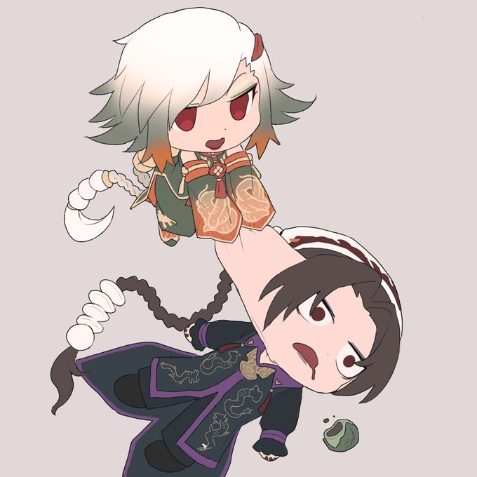 凹んでたら「シャオロンのよもぎ餅を勝手に食べたのでシャオロンにお餅にされるデュオロン」を友達が書いてくれました 死んでるけど 