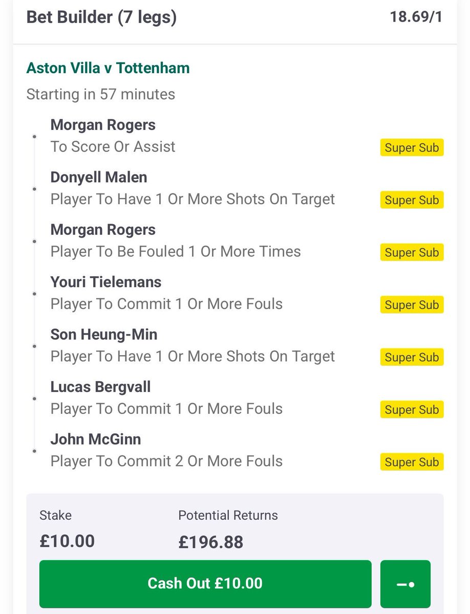 FootyAccums's tweet photo. VILLA VS SPURS BET BUILDER!!!! 👀

HERE WE GO 👇
https://t.co/zg5OAEmVPs

18+ | https://t.co/bJsTBw2x4W https://t.co/jRxAQLkOxV