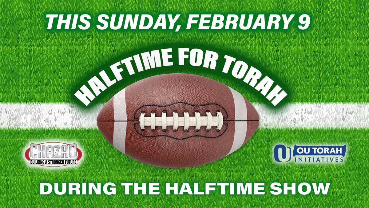 OUTorah's tweet image. TODAY! Join us during halftime for Halftime for Torah, featuring Charlie Harary, Rabbi Yoel Gold, Rabbi Gavriel Friedman &amp;amp; Rabbi Joey Haber, courtesy of @ChazaqOrg!  outorah.org/Halftime #halftimefortorah