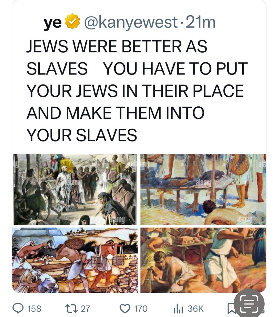 He’s deleted it now but this is what ⁦<a href="/kanyewest/">ye</a>⁩ posted a few minutes ago. It’s shocking, disgusting anti-Semitism, and everyone should call it out for what it is.