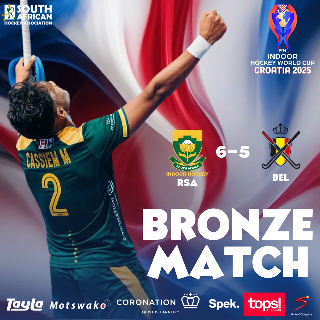 SA_Hockey's tweet photo. 🄽🄾🅄 🅆🄴🄴🅃 🄷🅄🄻🄻🄴

For the first time in history, South Africa are medalists at an FIH World Cup, winning 6-5 to defeat Belgium and secure the bronze medal. 

Read = > https://t.co/pCyG3PBGn2

No DNA, just RSA! 

#IHWC2025 #MoreThanHockey https://t.co/4qTClbrojF