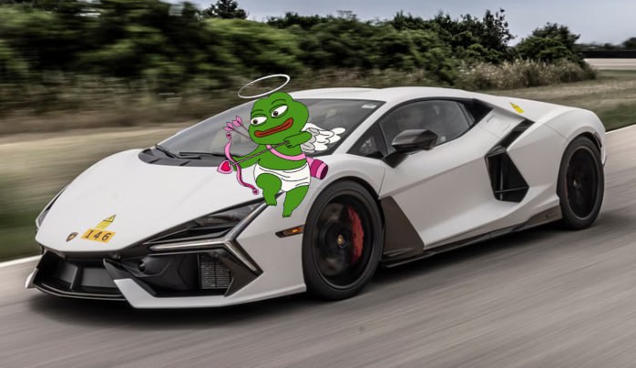 pepe_valentine's tweet photo. $VEPE is riding to the moon in a Lambo—because love, memes, and gains never go out of style! 🚀❤️ #VEPE #LamboLove https://t.co/tLUc45FhWV