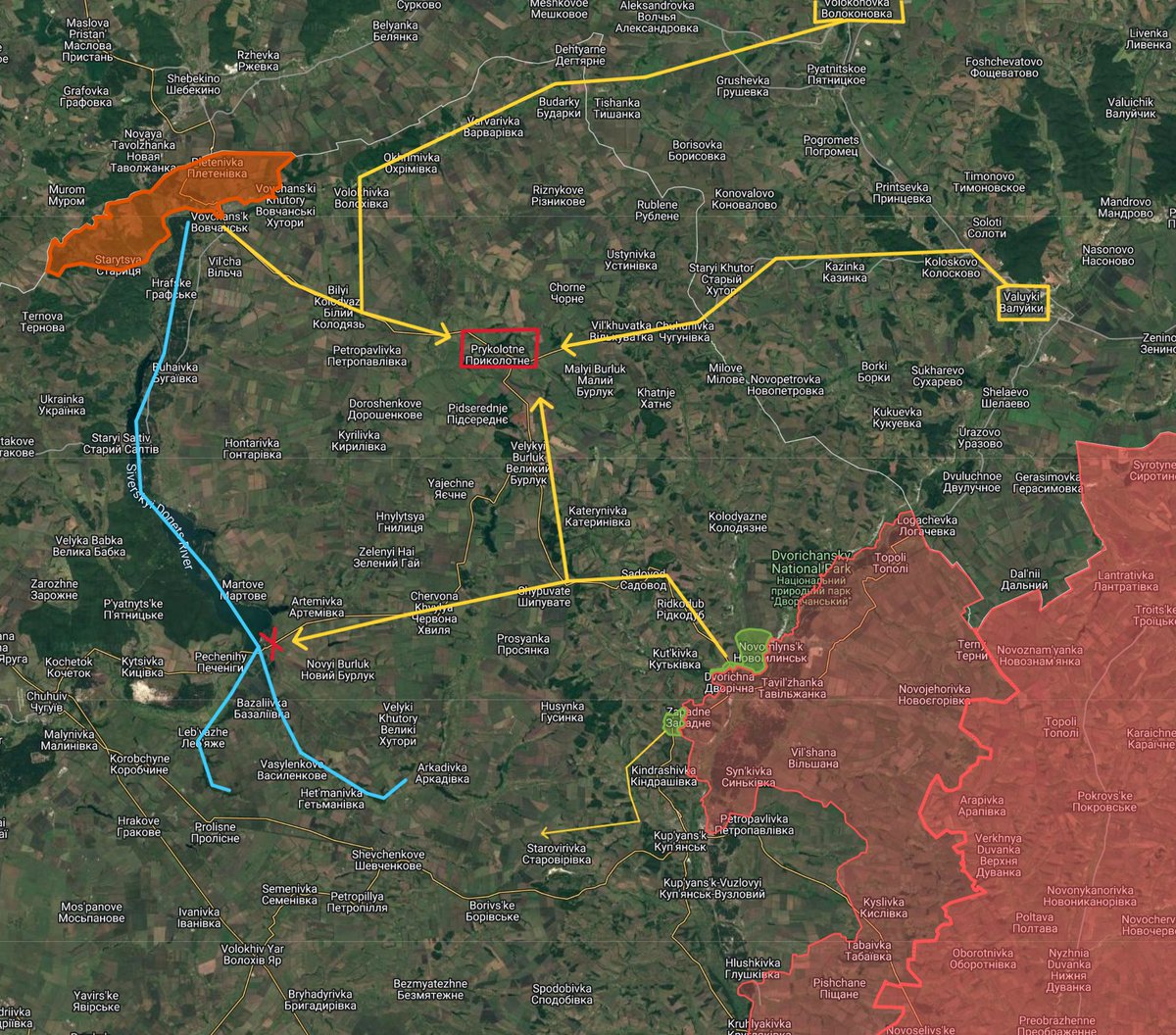 squatsons's tweet image. The north eastern corner of the Kharkov oblast is already a difficult area for Ukrainian defenders to occupy with its remote positioning, lengthy logistics and proximity to not only the front but the Russian border as well. Inversely the Russian position on the matter is quite…
