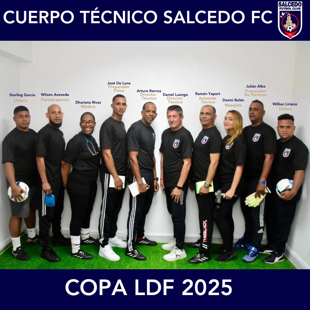 SalcedoFutbol's tweet photo. Salcedo Fútbol Club - Cuerpo Técnico Copa LDF 2025

En Salcedo FC creemos en el trabajo en equipo dentro y fuera del campo. Para la Copa LDF 2025, contamos con un cuerpo técnico comprometido con nuestra identidad y ambición.

#SalcedoFC #CopaLDF2025 #FutbolRD  #LDF #Salcedo https://t.co/FrZlbaoZqp
