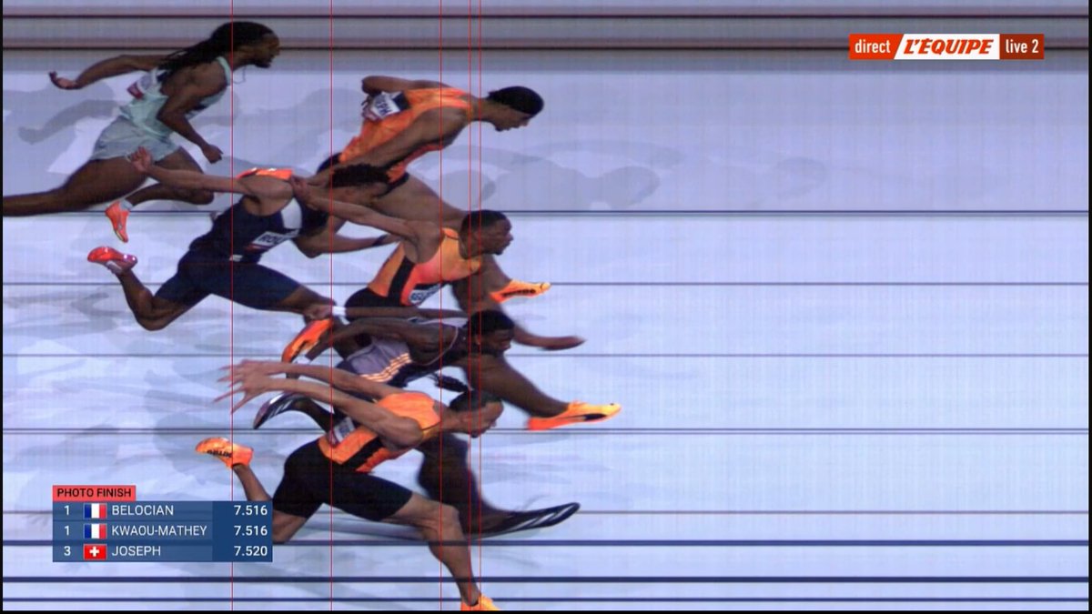 Davend22's tweet image. La photo finish de malade 😭 #lequipeATHLE