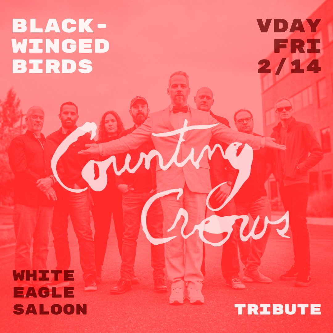 FRIDAY, 2/14: Spend your #ValentinesDay with our #CountingCrows Tribute!

• Matt Putnam opens @ 8pm
• <a href="/blackwingedbird/">Black-Winged Birds (Counting Crows Tribute)</a> on @ 8:30

Bring your love(s) or your beautiful self.

🎟️ mcmenamins.com/events/261655-…

#portland #ValentinesDay2025 #tributeband