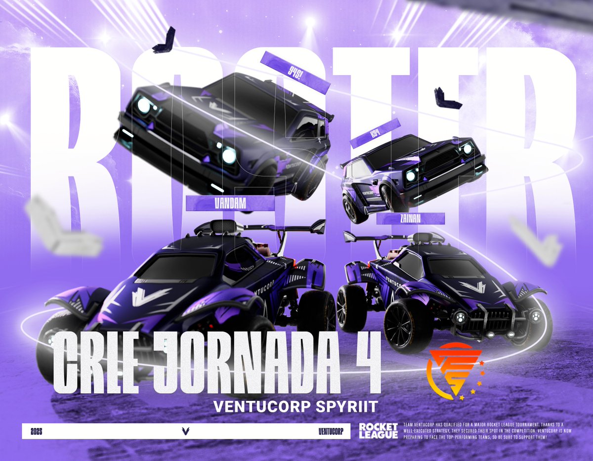 VentuCorp's tweet image. #RocketLeague | #MatchDay

¡3,2,1 GOOO!🚦🏎️
🟣twitch.tv/ventucorp

🏆| J4 @CRLELEAGUE 
🆚| VC Spyriit vs @lastfivestars 
🆚| VC eSports vs #RosePCAT 
⏰| 19:00

🏆| J4 @StormleagueESP 
🆚| VC Spyriit vs @MoonLabGaming
⏰| 20:00

#VentuCorpForever • #CRLEVentuCorp