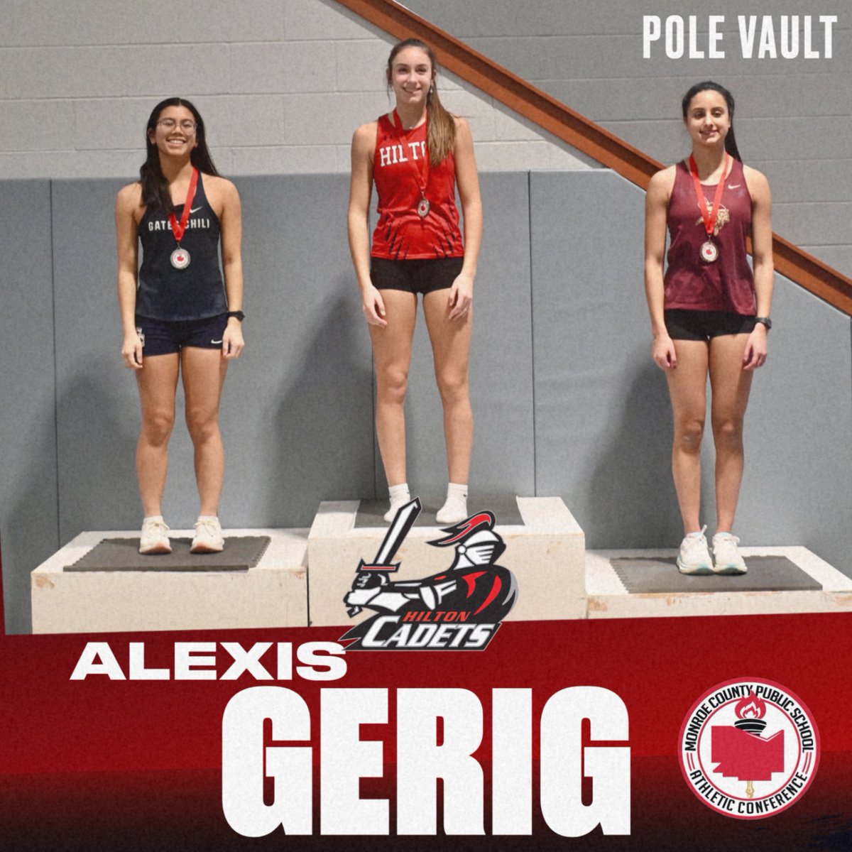 Congratulations to Hilton junior Alexis Gerig! She is the Monroe County Indoor Track &amp; Field pole vault champion, winning Saturday at Nazareth. Full results: results.yentiming.com/2025/indoor/02…  

@hiltonCadets