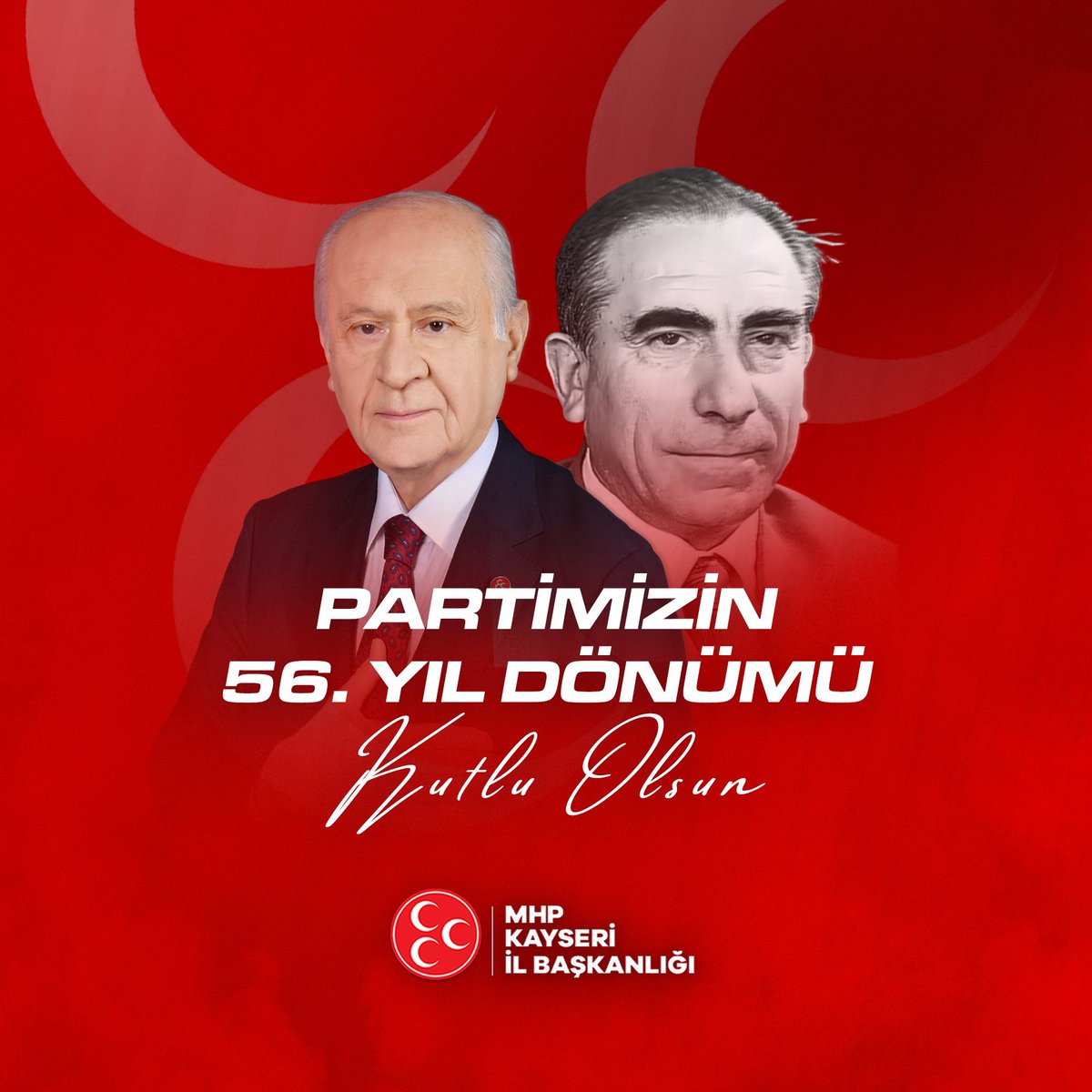 “Partimizin 56. Kuruluş Yıl Dönümü Kutlu Olsun…”

Ne Mutlu TÜRKÜM Diyene! 🇹🇷
<a href="/dbdevletbahceli/">Devlet Bahçeli</a>