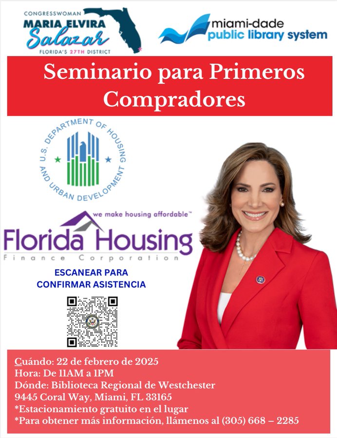 REP_SALAZARA's tweet photo. 🚨🏠 ¿Está interesado en comprar una casa por primera vez?

¡Mi oficina de Miami organiza un Seminario para primeros compradores junto a agencias estatales y federales para responder sus preguntas! 

Regístrate aquí ⬇️

https://t.co/769Kl7Wjd7… https://t.co/nm9N7Gsug1