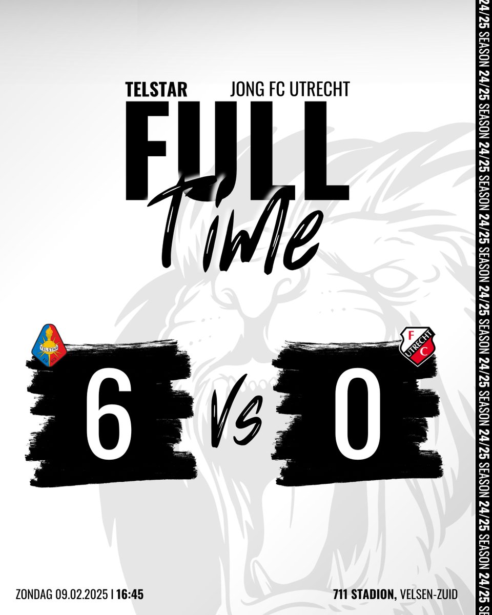 telstar1963nv's tweet photo. 𝐖𝐀𝐓 𝐄𝐄𝐍 𝐖𝐄𝐃𝐒𝐓𝐑𝐈𝐉𝐃! 🤍

De Witte Leeuwen waren oppermachtig tegen Jong FC Utrecht en winnen uiteindelijk met 6-0. Wat een heerlijke wedstrijd! 💪

#WitteLeeuwen | #TELjut https://t.co/elAeoaAPVs