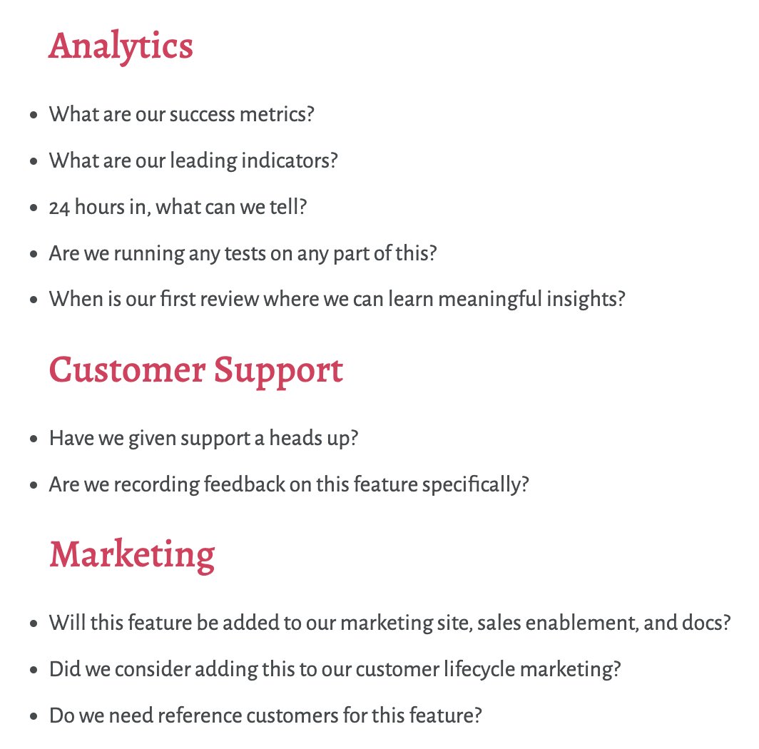 Attached are the most common questions I find myself asking in ~every product/feature review meeting.

Hopefully one or two make their way into your repertoire. (link in next post)