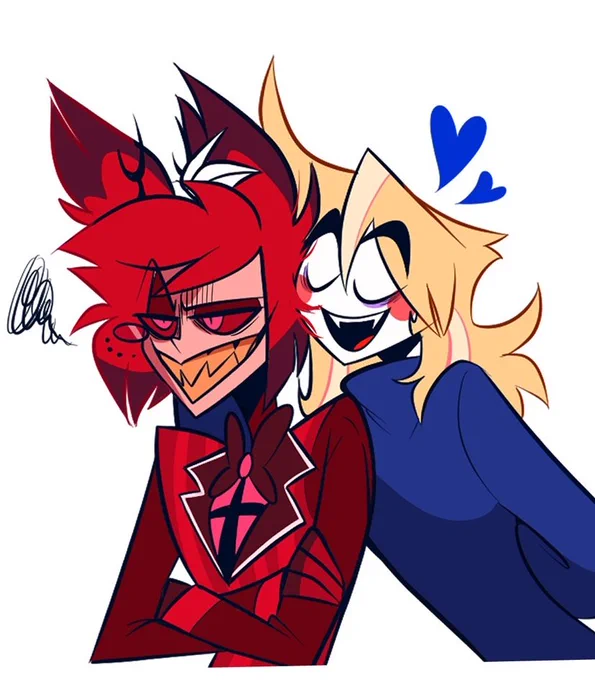 Alastor is one of the few things he truly likes Not as a romantic partner, but with the affection one has for a beloved pet. He genuinely finds Alastor adorable #HazbinHotelMichael #remiOC #HazbinHotelAlastor