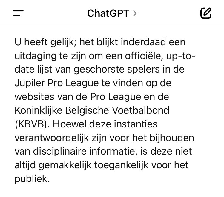 inchperfect's tweet photo. @ProLeagueBE @lorinparys123 Na een fameuze zoektocht brengt ChatGPT enige opheldering. Valt hier iets aan te doen? https://t.co/KxpWE8Qayk