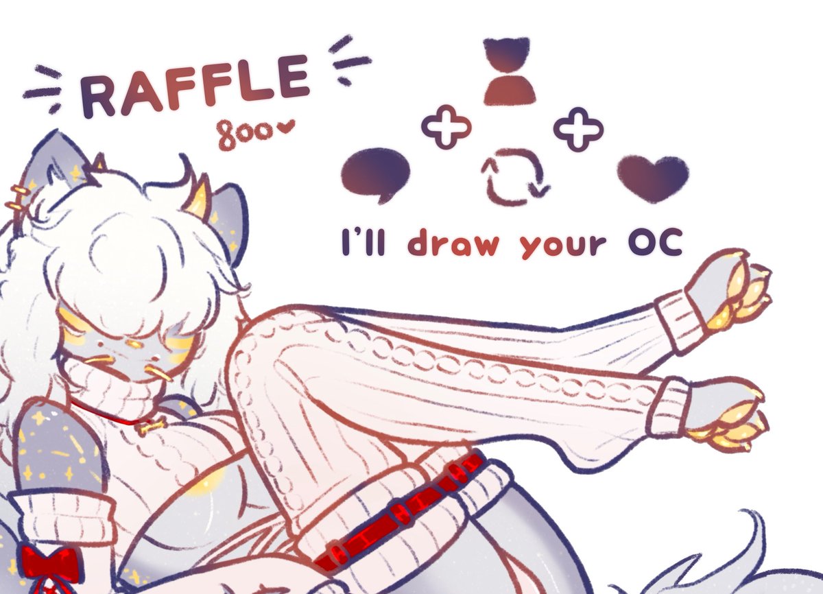 🫶 Thanks for reaching 800 followers 🫶

How to enter the raffle?

• Follow me
• Like &amp; RT this post
• Comment with your ref sheet

One winner will be randomly selected and will receive a full body sketch, flat colors 💝

⏳ Raffle ends on 20th February
Good luck everyone!