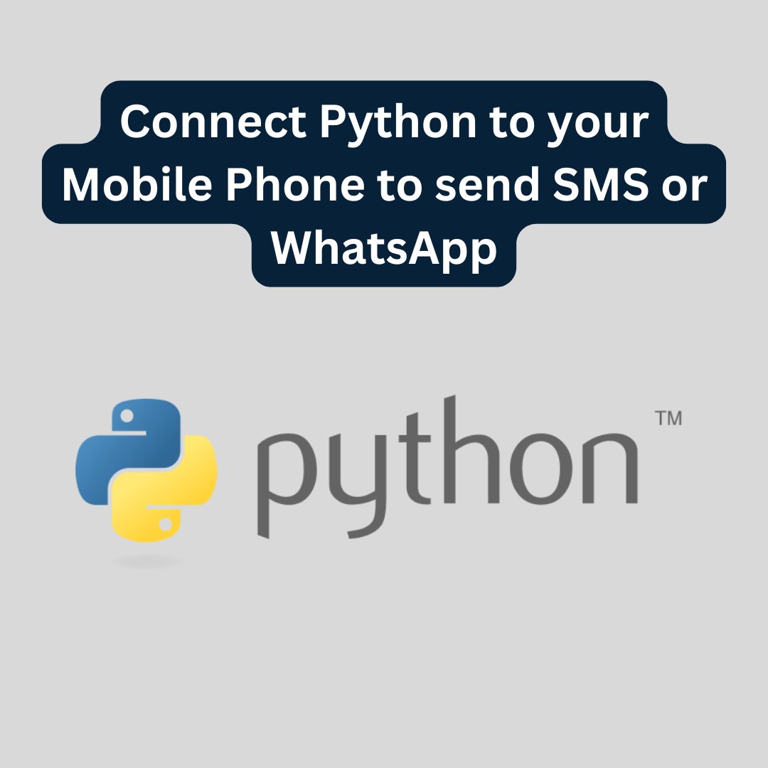 smsmobileapi's tweet image. Connect Python to your Mobile Phone to send SMS or WhatsApp
Transform Your Phone into an SMS and WhatsApp Gateway with SMS Mobile API
Easily send and receive SMS and send WhatsApp messages directly from your mobile phone using Python.
#ConnectPython #SMSMobileAPI #SMSGateway