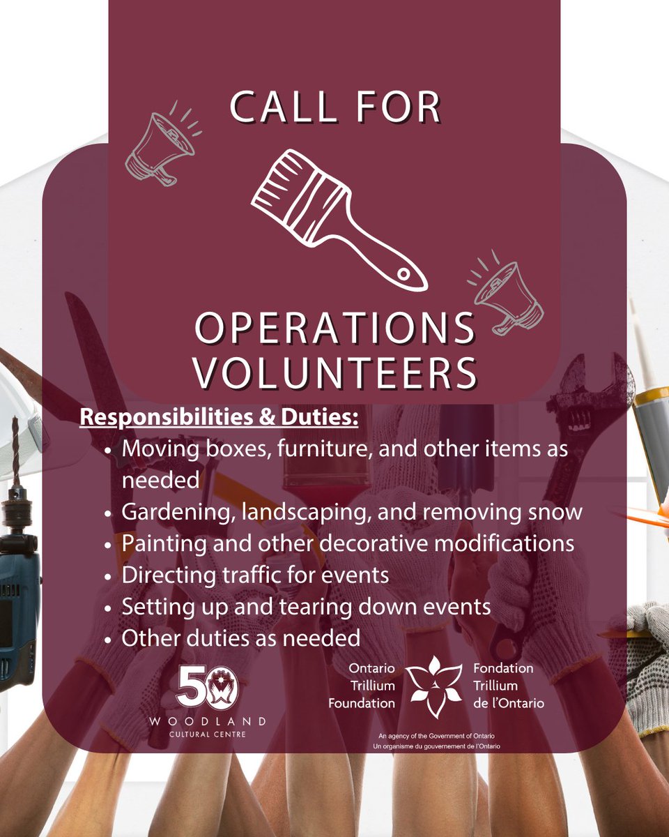 woodlandcc's tweet photo. The Operations Department accomplishes the essential work to keep the Woodland Cultural Centre physically running. 
 
For more information, visit our volunteer webpage https://t.co/981hWyDqkz or email us at frontdesk@woodlandculturalcentre.ca 

#Volunteering #VolunteerOpportunity https://t.co/IDfYIDm5gY
