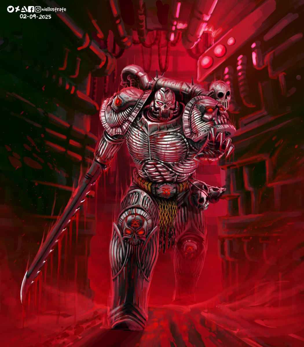niellustrate's tweet photo. "Arktus Castivar, the Blade of Khorne"
Coms for @void_fangs_warband (insta). Thanks Brother.
I'm always open for commission. Drop a message here or in insta. Thank you all.
#WarhammerCommunity #ChaosSpacemarine #warhammer40k #40K #warhammer30k #30k
#voidfangs #Bloodangles https://t.co/NpD5I3ZGpK