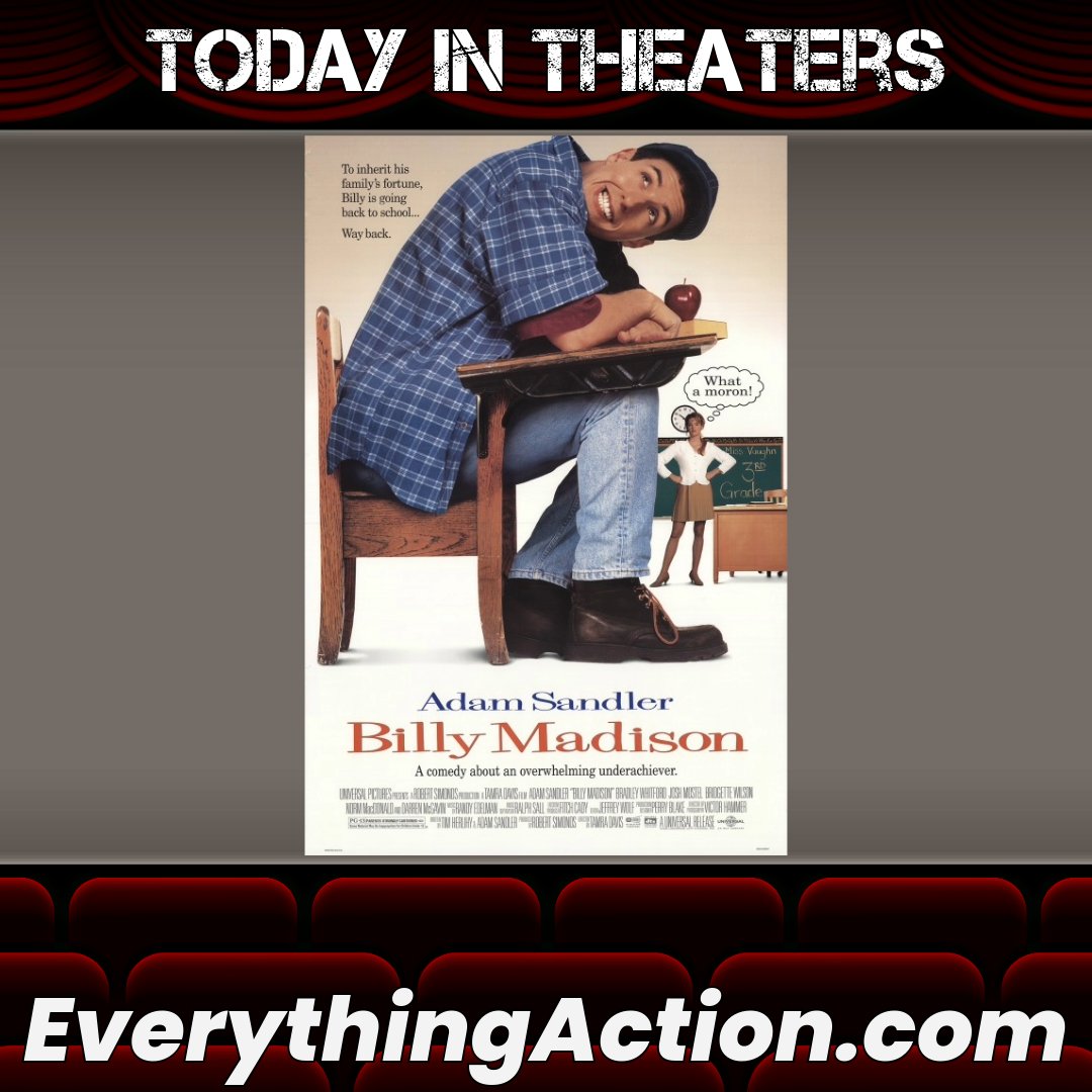 evaction's tweet photo. #AdamSandler went back to school 30 years ago when #BillyMadison opened on February 10th, 1995 #BradleyWhitford #BridgetteWilson #NormMaconald #DarrenMcGavin #MarkBeltzman #SteveBuscemi #LarryHankin #ChrisFarley #JoshMostel #TamraDavis #90sMovies #90sComedy https://t.co/UsXRM8nIly
