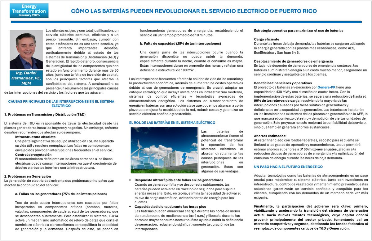 PRGRIDLLC's tweet photo. @noticel En este artículo, resumo las principales causas de las interrupciones del servicio y los beneficios del proyecto de baterías. Estas iniciativas no solo buscan resolver problemas inmediatos, sino también sentar las bases para un sistema más robusto y confiable en el futuro. https://t.co/sL8yjhXRms