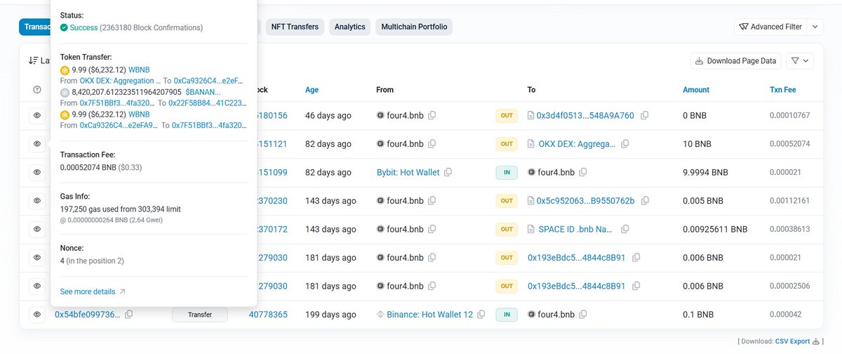 Four Meme confirms the wallet deployed $TT now as it purchased Banana as per their post.

bscscan.com/address/0x22f5… is the wallet.

0xc9DA36E7252Bb67B76CEA34abcF2F6Ca23EAd3dC

100% deployed by the team now as their test on #BSC