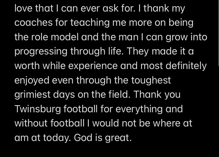 Christian Dunbar (@c41dunbar) on Twitter photo Thank you highschool football for everything.God bless everyone who has been on this journey with me since freshman year.Baldwin Wallace here I come. #41out <a href="/Coach_UQB/">QB Coach Darrin Nicoli</a> <a href="/saulter_charles/">Coach Saulter</a> <a href="/BWFootball_/">Baldwin Wallace Football</a> <a href="/AndrewCregan16/">Andrew Cregan</a> <a href="/CoachHilvert/">Jim Hilvert</a> Thank you highschool football for everything.God bless everyone who has been on this journey with me since freshman year.Baldwin Wallace here I come. #41out <a href="/Coach_UQB/">QB Coach Darrin Nicoli</a> <a href="/saulter_charles/">Coach Saulter</a> <a href="/BWFootball_/">Baldwin Wallace Football</a> <a href="/AndrewCregan16/">Andrew Cregan</a> <a href="/CoachHilvert/">Jim Hilvert</a>