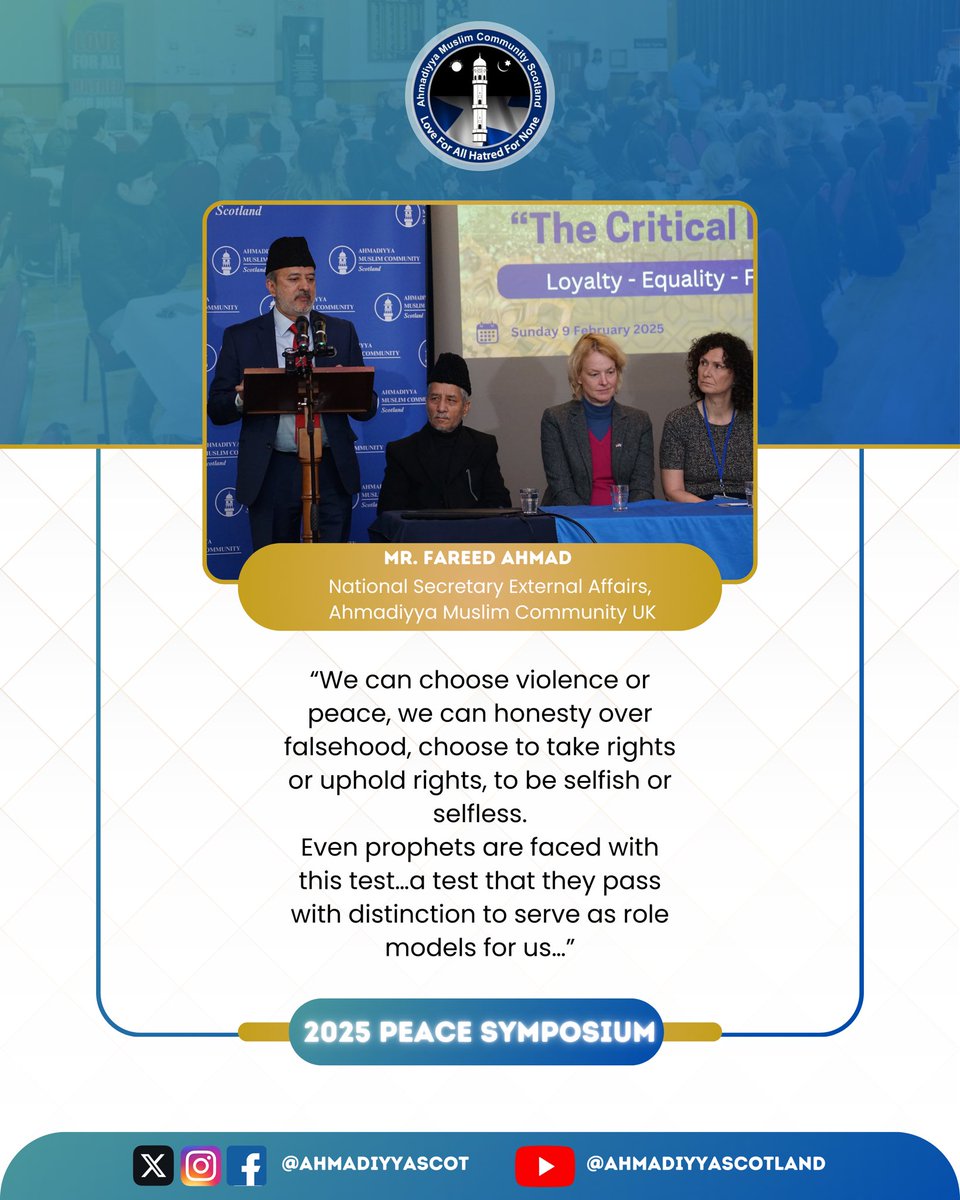 Mr. Fareed Ahmad, National Secretary External Affairs, Ahmadiyya Muslim Community UK delivering the keynote address at the #PeaceSymposiumScotland