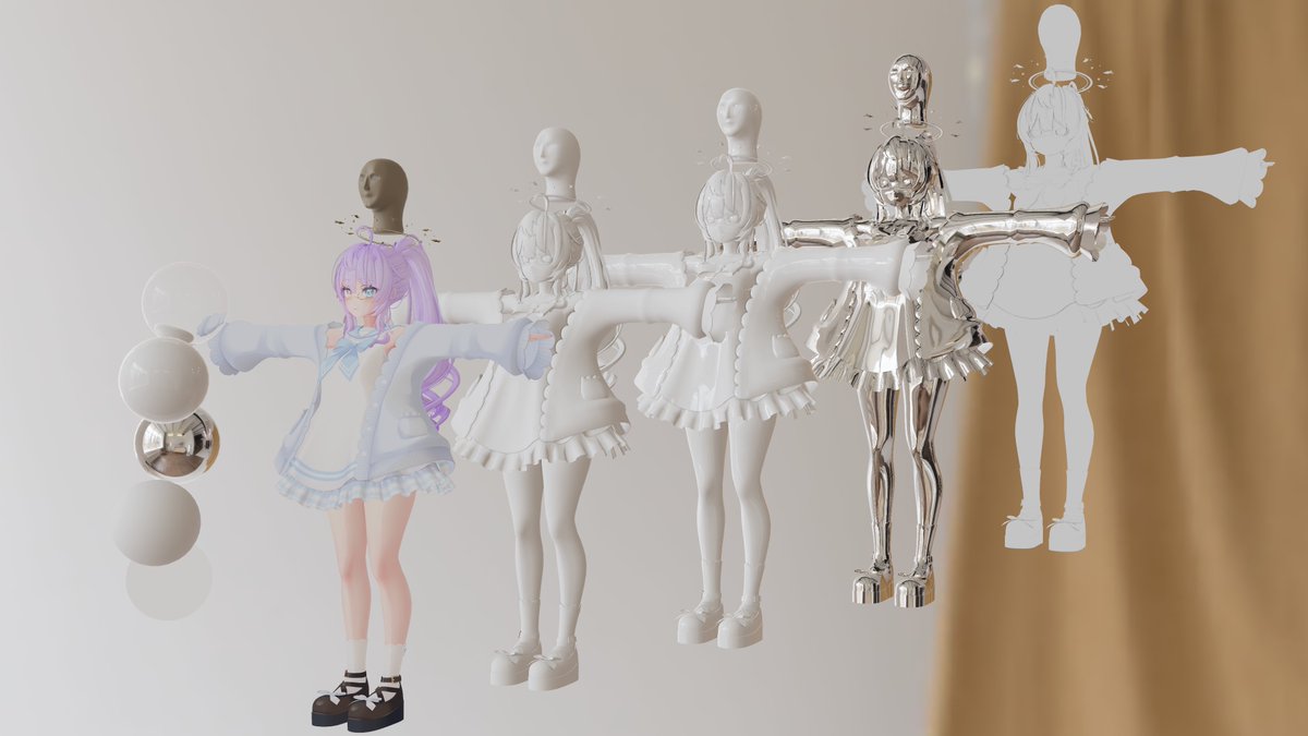 teehexploder's tweet image. It's helpful to have references when adjusting your shading - even if they're not the look you're going for. Something is wrong if you clash with the environment! I think of stylized rendering as an extension of PBR - not an alternative. #3DCG #PBR #VRChat shader by @poiyomi