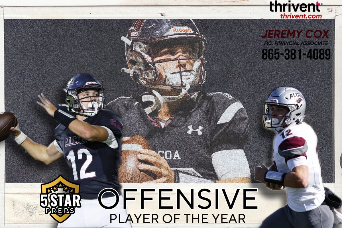 5Star Preps (@5starpreps) on Twitter photo OFFENSIVE PLAYER OF THE YEAR
presented by Jeremy Cox / Fairway Financial Group - Thrivent. <a href="/ffg_thrivent/">Fairway Financial Group</a>
See why Alcoa QB Eli Graf took home the honor this year …
FREE READ — 5starpreps.com/articles/5star… OFFENSIVE PLAYER OF THE YEAR
presented by Jeremy Cox / Fairway Financial Group - Thrivent. <a href="/ffg_thrivent/">Fairway Financial Group</a>
See why Alcoa QB Eli Graf took home the honor this year …
FREE READ — 5starpreps.com/articles/5star…