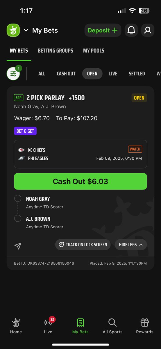 chuckyward216's tweet photo. #LetDKCook  let’s go!!!!!!!!! @DKSportsbook #SuperBowl https://t.co/otXjd3UIIJ