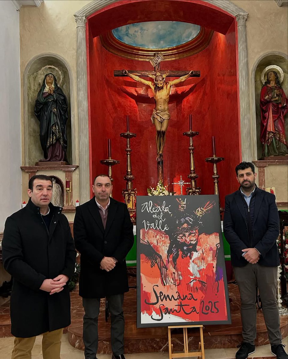 Presentación del cartel anunciador de la Semana Santa de Alcalá del Valle 2025, obra de d. Iñaki Tovar