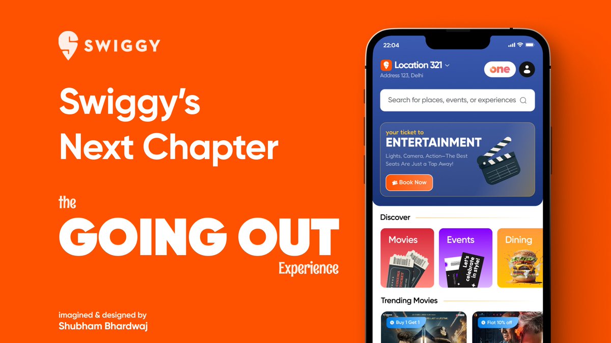 hello_shubhammm's tweet photo. "What if @Swiggy  took on the ‘Going Out’ space? Here’s my take! 🎬🍽️

Had a great time working on this concept!!!

Let me know what you think! Would love to hear your feedback. 👀✨"

@saptarshipr |
@SwiggyCares | @SwiggyInstamart | @swiggydesign https://t.co/HRkUBzd6Qt