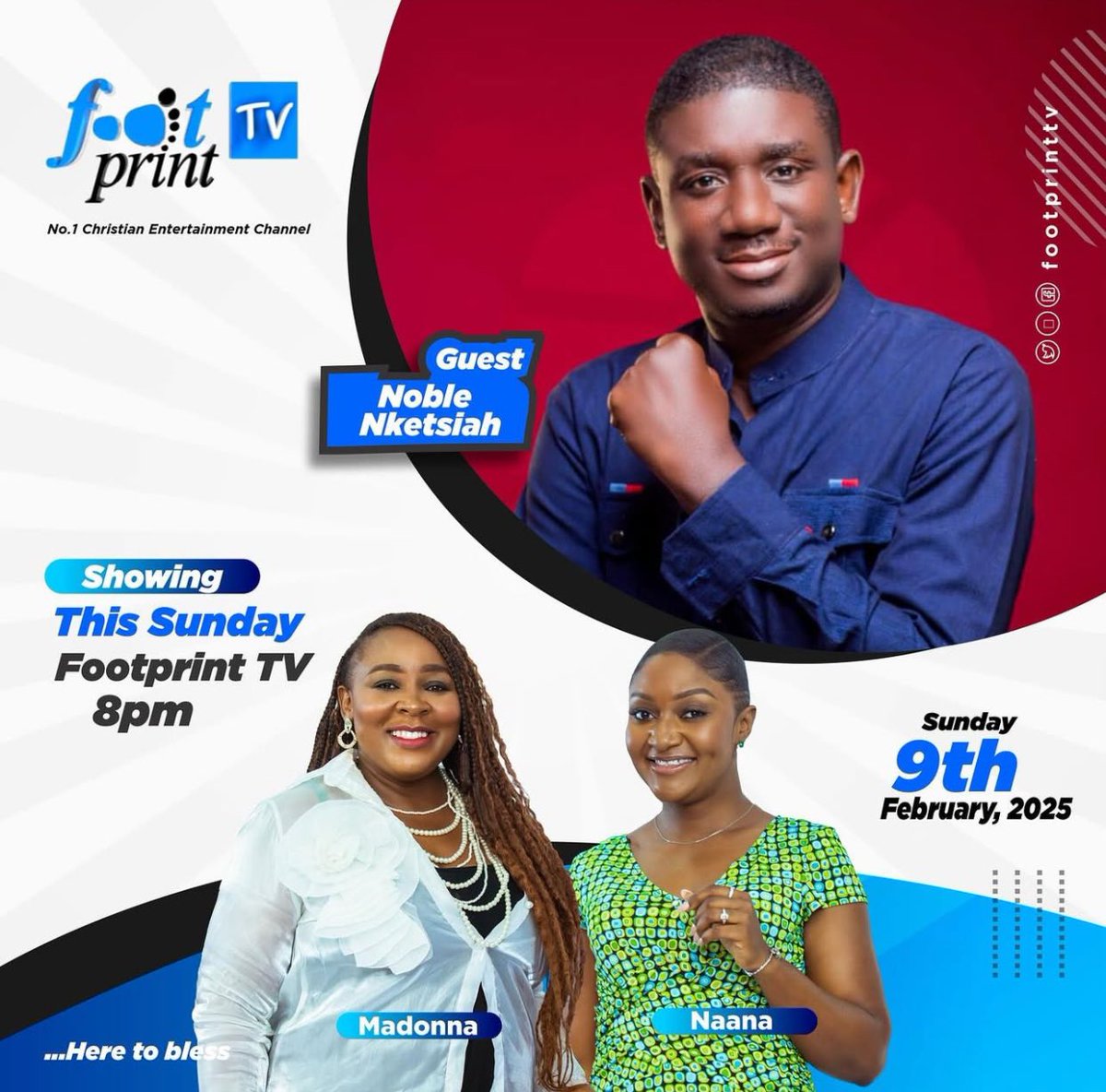 Exclusive interview with Gospel legend <a href="/Noble_Nketsiah/">Noble Nketsiah</a> on Footprint TV tonight at 8pm. Tune in 💯

#vpj