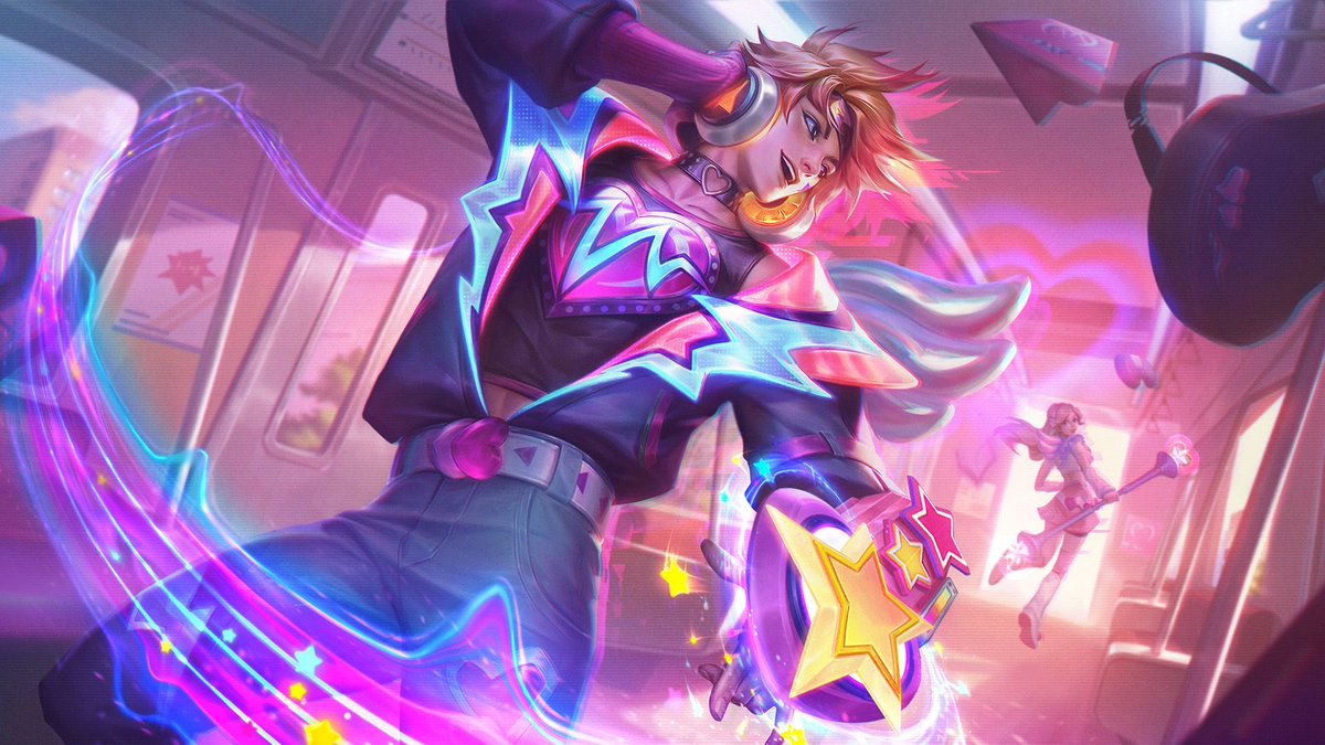 luxnoira's tweet image. how are you homophobic and play ezreal. he literally looks like this like thats twinkatron 3000