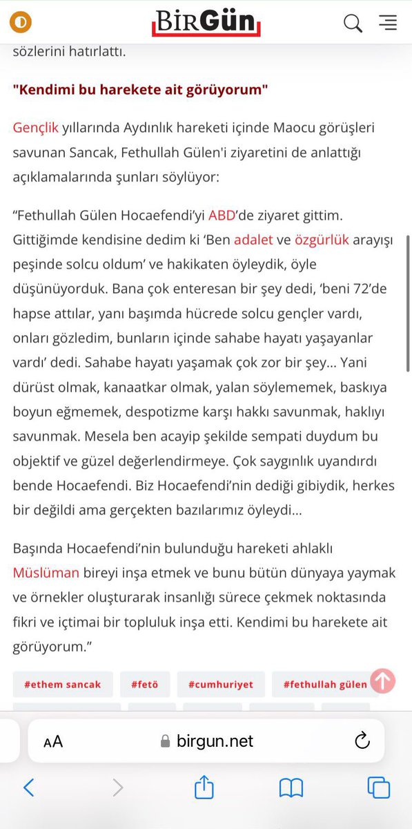 Konuşmaya Fethullah Gülen’i ziyaret eden kuzenin Ethem Sancak’dan başla önce.