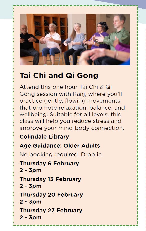 BarnetLibraries's tweet image. Try Tai Chi and Qi Gong on Thursdays 2-3pm during February at #ColindaleLibrary. A #LovingLife event for older adults - bit.ly/3EtnJWk

Find out more about #LovingLife; running in Chipping Barnet and Colindale libraries throughout 2025 - bit.ly/3PoV0nF