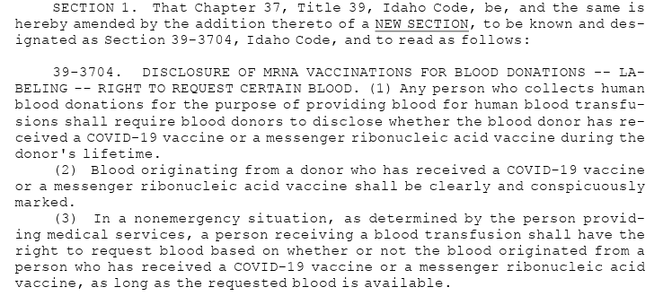 LibertyBelle208's tweet photo. H131 Requires disclosure of mRNA vax status when donating blood, blood labeling & the right to request unvaxed blood
Rep. @ChrisBruceID
Waiting for hearing in House Health & Welfare