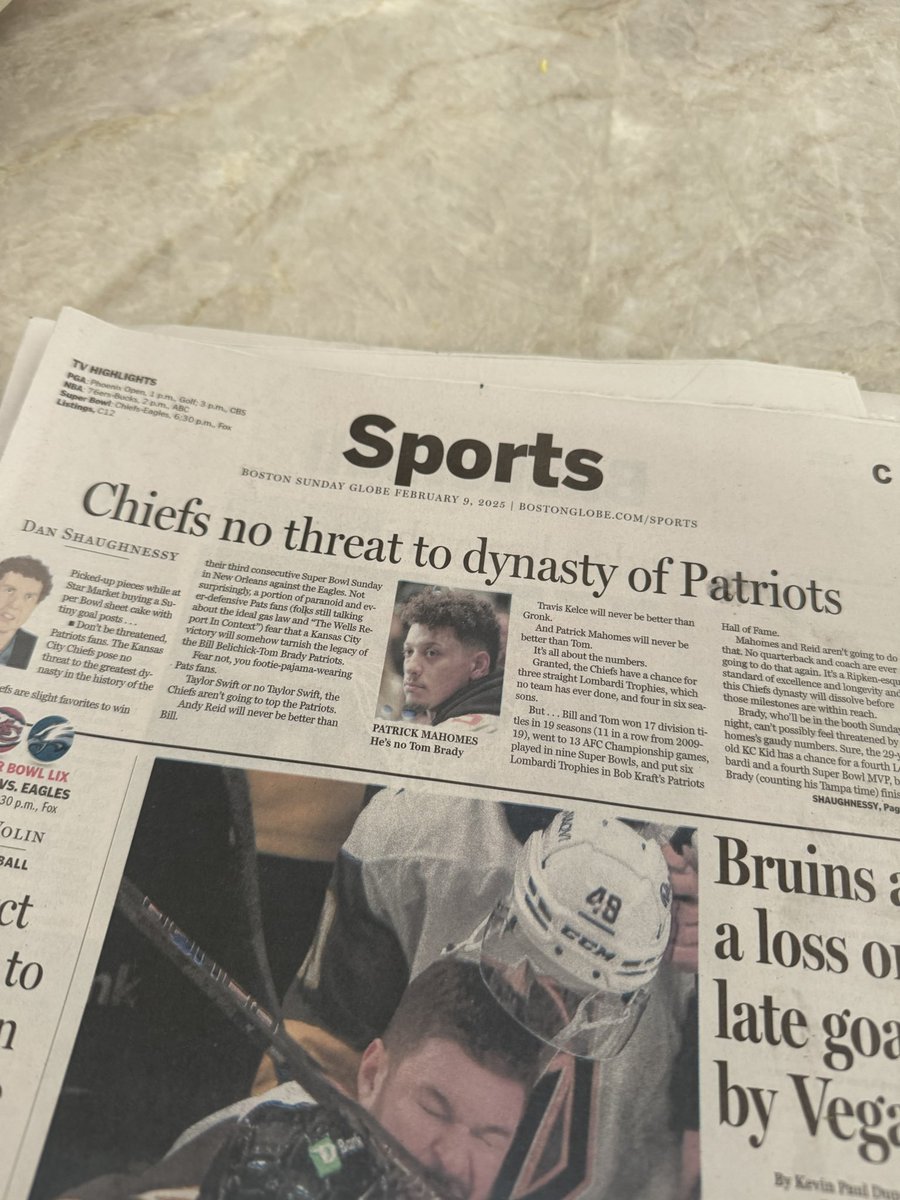 A very important headline #SuperBowlLIX <a href="/BostonGlobe/">The Boston Globe</a>