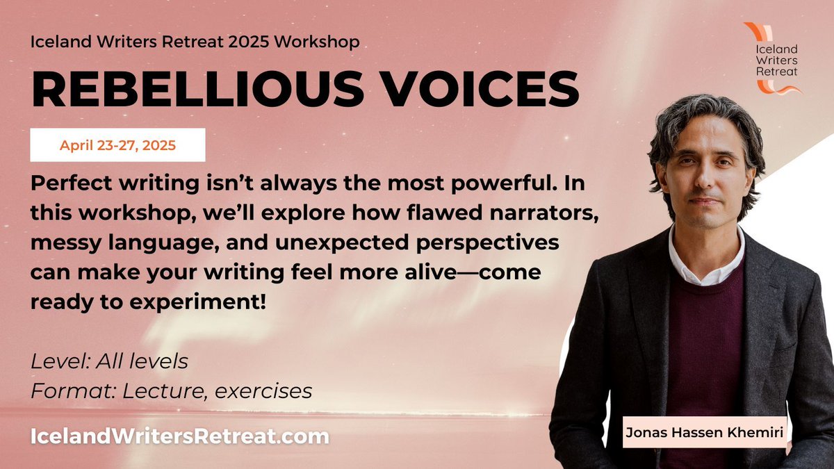IcelandWriters's tweet image. Polished prose is great, but is it alive? 🔥 In Rebellious Voices, we’ll explore how raw, imperfect, and rule-breaking narration can make your writing unforgettable. Join us at the Iceland Writers Retreat—register now! ✍️📖 #IcelandWritersRetreat #WritingWorkshop