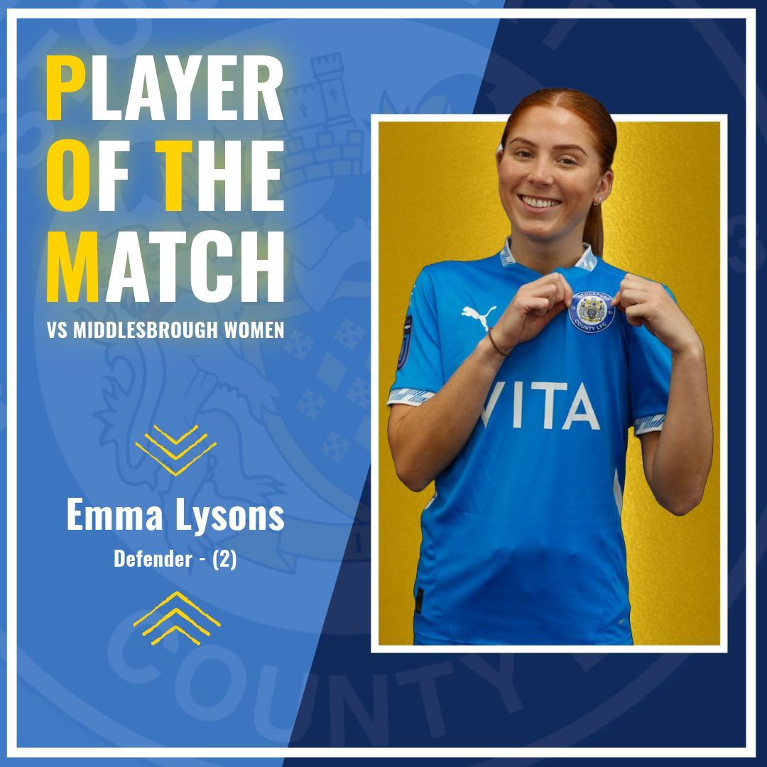 The Players’ Player Of The Match from our narrow defeat against Middlesbrough FC Women, was our No. 2️⃣, Emma Lysons!

Congratulations, Em! ⭐️

#StockportCounty