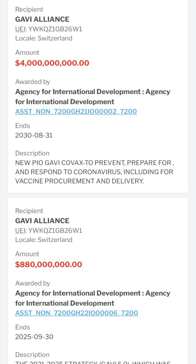 BGatesIsaPyscho's tweet photo. 🚨🇺🇸 USAID Funded Bill Gates Vaccine Alliance ‘Gavi’ almost $5 Billion Dollars.

Arrest Bill Gates. https://t.co/iKe6arUKGm