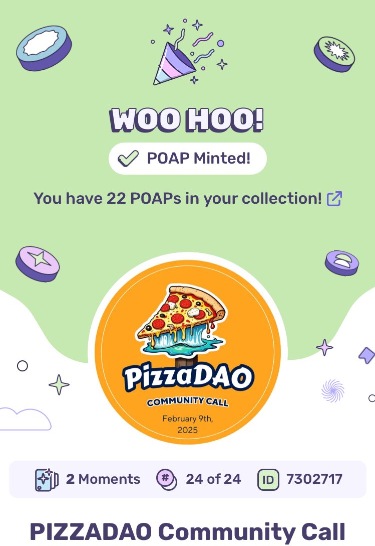Kinako588's tweet image. Thanks for your POAP🙏🙂
@snack_man #pizzadao