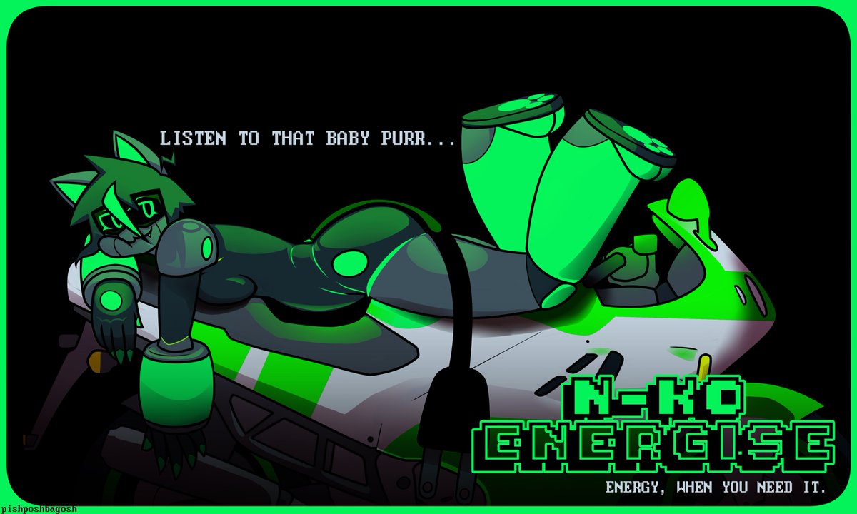 New double page spread ad in all the gamer mags
bringing her back! wanted to do a fun like, ps3 era ad #catgirl #robot #robotgirl #energydrink