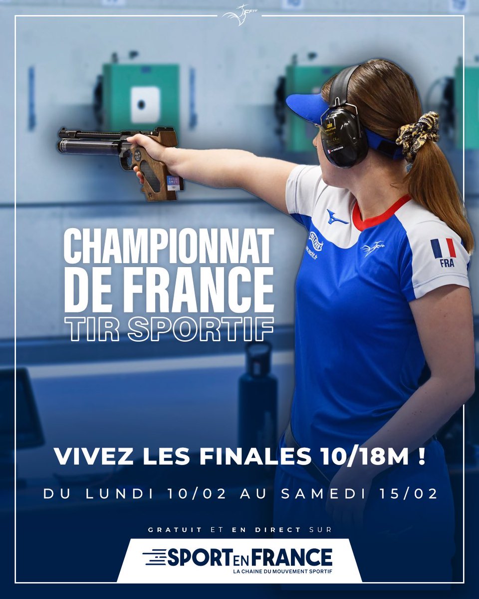 𝑼𝑵𝑬 𝑮𝑹𝑨𝑵𝑫𝑬 𝑷𝑹𝑬𝑴𝑰𝑬̀𝑹𝑬 🔥🔫

Pour la première fois, vivez le championnat de France de tir sportif 10/18m en direct et gratuitement à la TV 🤩

Rendez-vous cette semaine, de lundi à samedi sur Sport en France 📺

<a href="/tir_ff/">FFTir</a> <a href="/FranceOlympique/">FranceOlympique</a> #LaChainedeTousLesSports