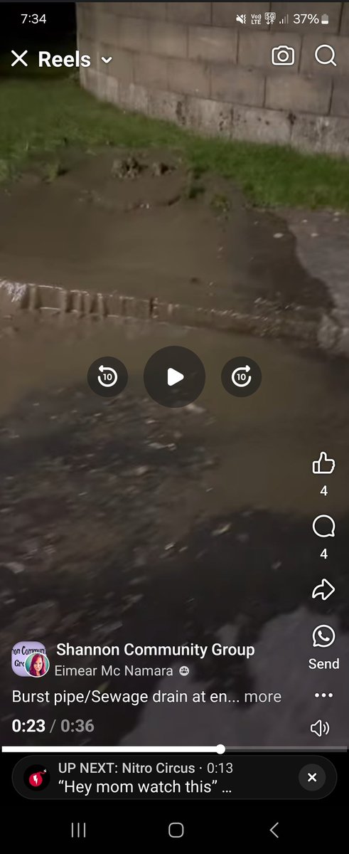 davidgriffinff's tweet photo. @IWCare There is a burst pipe/sewage drain at entrance to Tullyglass Hill and Fearnog in Shannon Co. Clare. It smells awful and as you can see the leak is significant.

Can this be dealt with as soon as is possible? https://t.co/90lYL72IEb
