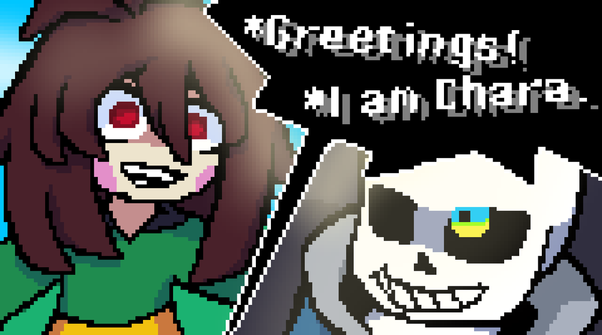 PixelCharalex's tweet photo. RESETALE: Chara's Revenge. go and see the SPEEDPAINT here! https://t.co/5G9gY05ubX #undertale #undertaleAU #pixelart #Chara #sans https://t.co/Fr7czytpkG