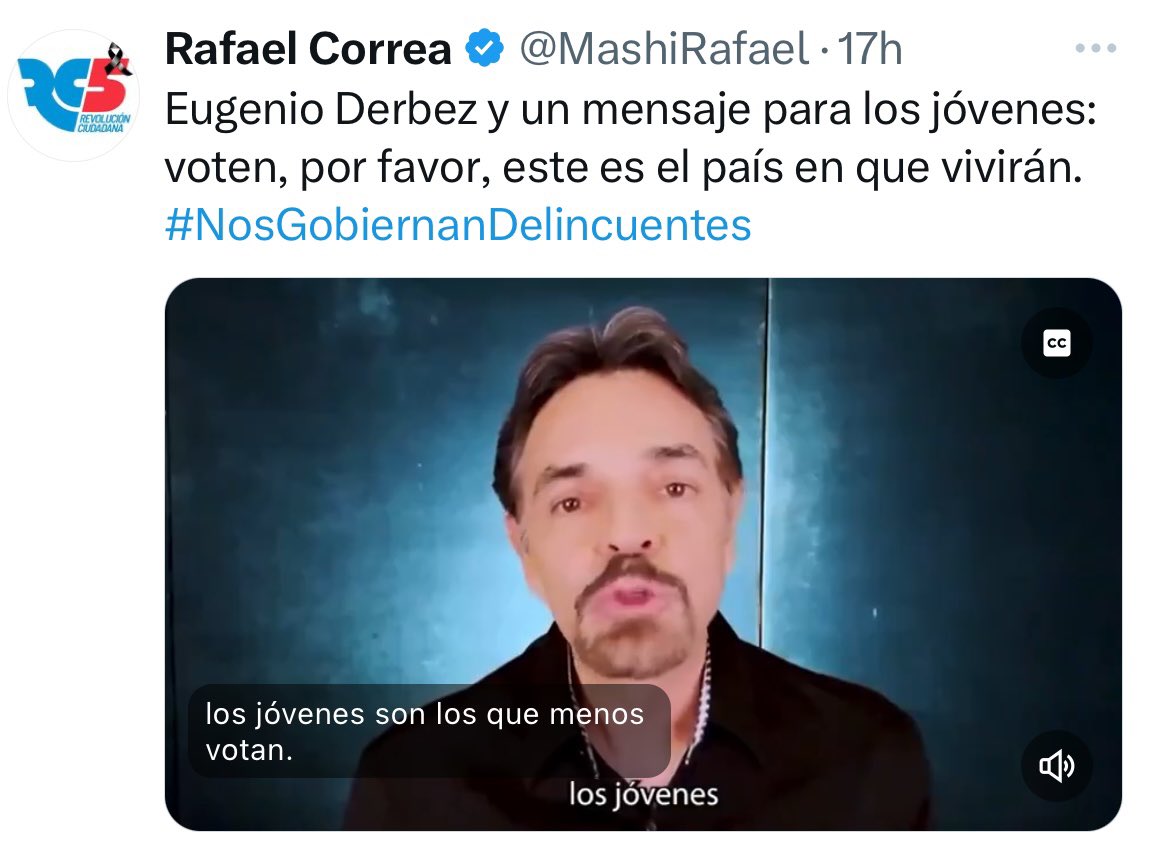 lahistoriaec's tweet image. Me robaron el video. El actor mexicano Eugenio Derbez protesta porque un video suyo para pedir a los jóvenes que voten, fue manipulado sin su autorización para promover la campaña correísta. Y difundido por Rafael Correa.