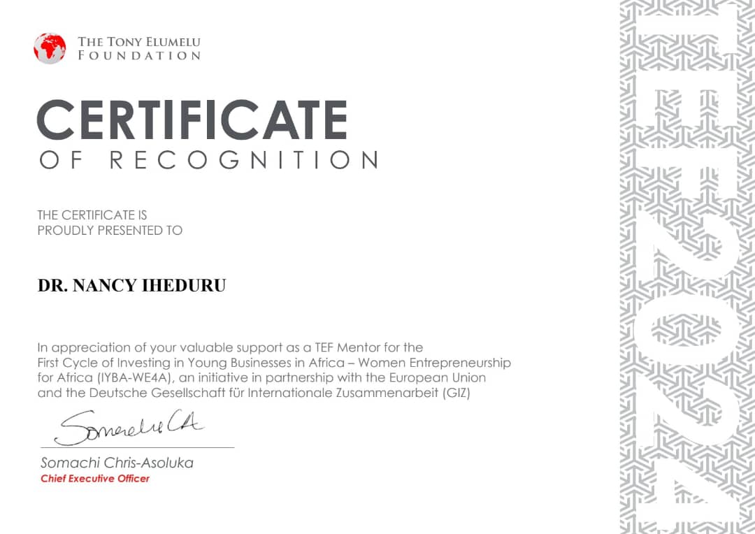 Proud to be a #GlobalMentor on TEF platform and part of a vision that's eradicating poverty, creating jobs, and empowering inclusive growth across 54 African countries!
My mentees from Malawi are crushing their  successful application and funding. Thank you
<a href="/TonyElumeluFDN/">The Tony Elumelu Foundation</a>