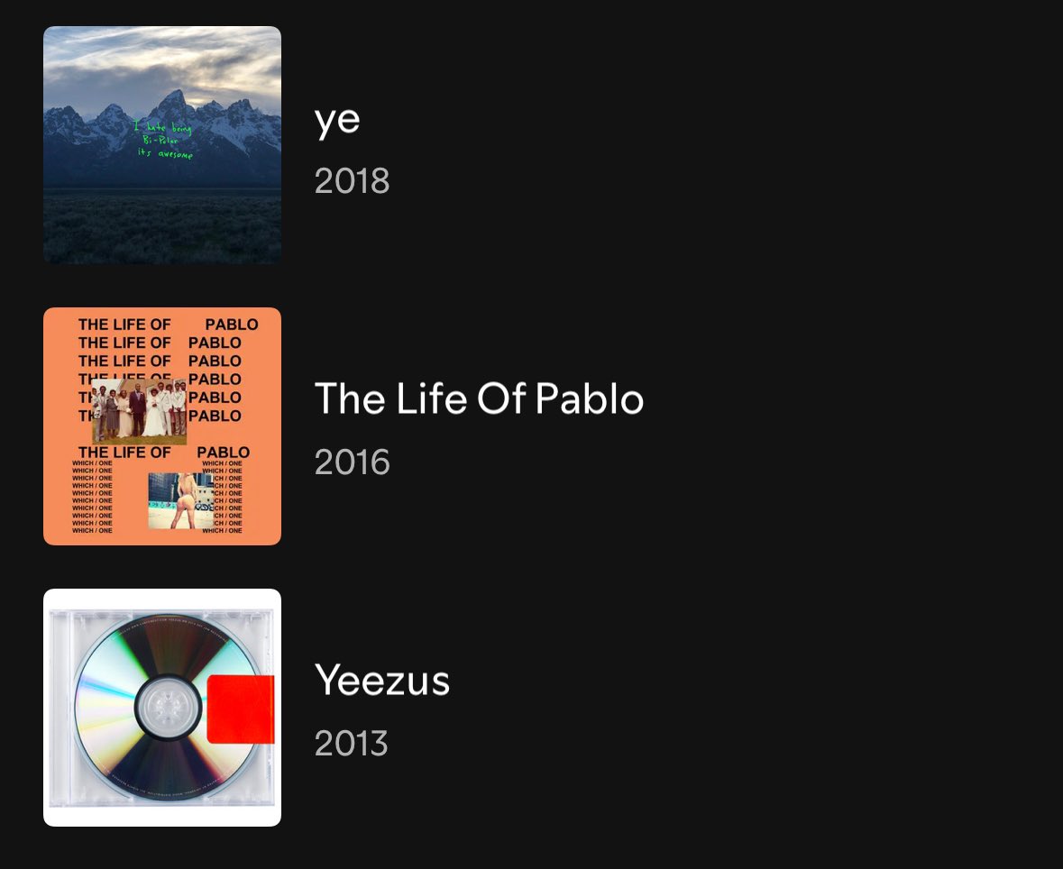 kanye pq en vez de poner tanta mierda no te sacas un álbum de este estilo otra vez😅😅😅😅